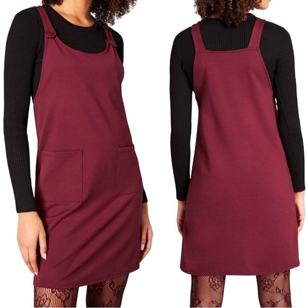 ModCloth Love Of Layering Burgundy Knit Jumper Dress Size L